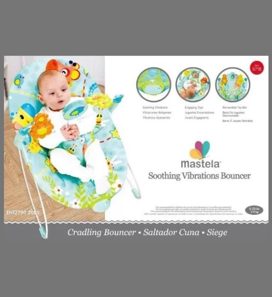 Mastela Soothing Vibrations Bouncer - Sea Green - Image 2