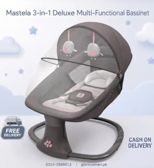 Mastela Deluxe 3in1 Multi-Functional Baby Bassinet with Electric Swing, Bluetooth & Remote (Pink)