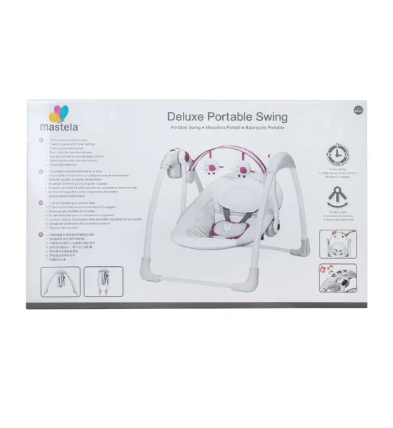 Mastela Deluxe Portable Swing Grey & Purple (6505) - Image 4