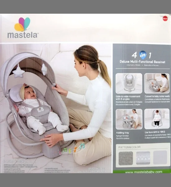 Mastela 4in1 Deluxe Multi-Functional Fold-up Bassinet Swing with Tray & Net – 8113 - Image 2