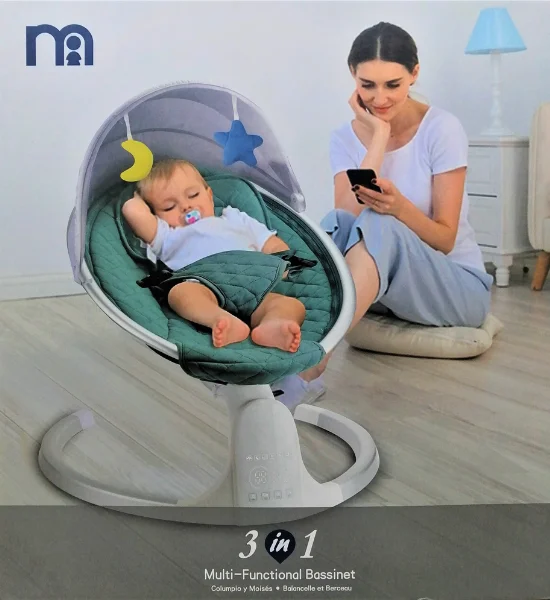 Mothercare 3-In-1 Deluxe Multi-Functional Bassinet/Swing Green (8014) - Image 2