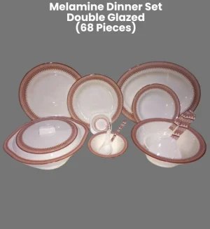 Premium Melamine Double Glazed Dinner Set - 68 Pieces (Arrow Brown)