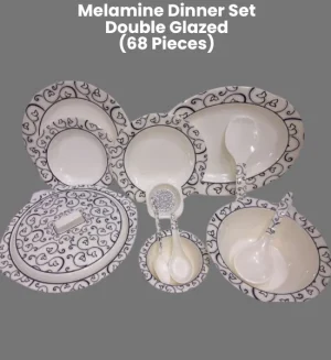 Premium Melamine Double Glazed Dinner Set - 68 Pieces (Tulip)