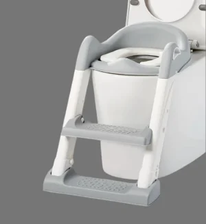 Baby Children Toilet Trainer with Stylish Step Ladder (Grey)