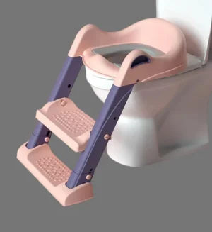 Baby Children Toilet Trainer with Stylish Step Ladder (Pink)