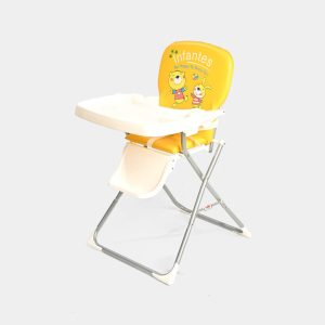 Foldable Baby High Chair with Adjustable Tray (White & Yellow)