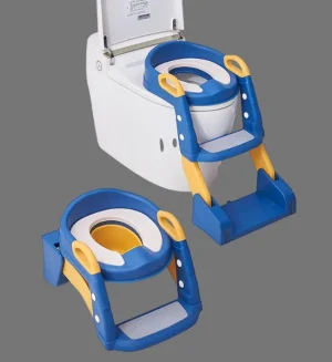 2in1 Foldable Kids Potty Training Seat with Step Ladder Combo - Anti-Slip & Adjustable (Blue)