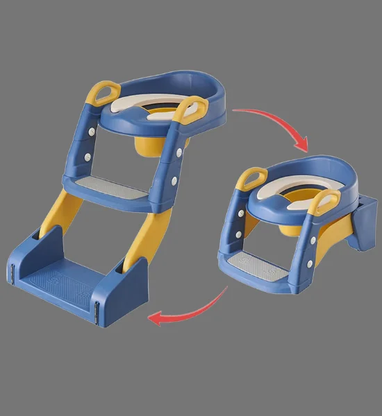 2in1 Foldable Kids Potty Training Seat with Step Ladder Combo - Anti-Slip & Adjustable (Blue) - Image 2