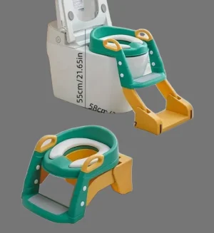 2in1 Foldable Kids Potty Training Seat with Step Ladder Combo - Anti-Slip & Adjustable (Green)