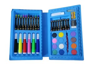 42 Pieces Artist Drawing, Painting Kit & Gift Set for Kids Girls, Include Crayons, Marker, Pastels, Painting Colors with Brush, Eraser, Sharpner (Pink & Blue)