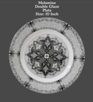 Melamine Double Glaze 10 Inch Plate (Black) - DWP-01
