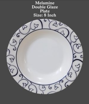 Melamine Double Glaze 8 Inch Plate (Arrow Black) - DWP-05