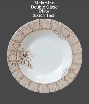 Melamine Double Glaze 8 Inch Plate (Flower Brown) - DWP-06
