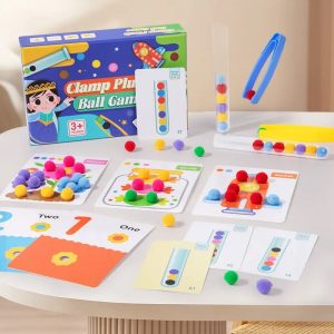 Educational Clamp & Play Color Ball Game with Number Cards, Activity Set for Kids - WD2157N