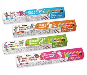 Scroll Painting Paper Roll with 12 Color Pencils - Reusable & Stickable Coloring Set for Kids - KB210012