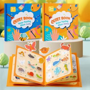 Quiet Book Water Painting Album - Reusable Coloring Fun with Stickers (Traffic & Animal Themes) - WD2157Q