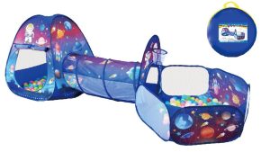 3-in-1 Space Theme Kids Play Tent House with Tunnel & Ball Pit - 3032