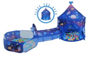 3-in-1 Space Adventure Kids Tent House with Tunnel & Ball Pool - 3033