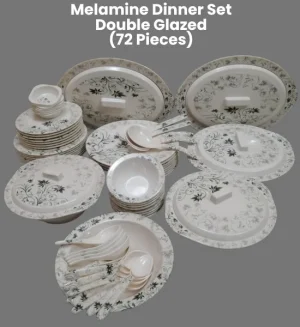Elegant 72-Piece Melamine Dinner Set - Double Glazed for 8 Persons