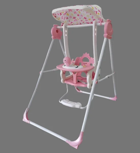 Baby Garden Swing with Music, Safety Belt & Shade (Pink) Indoor & Outdoor Use
