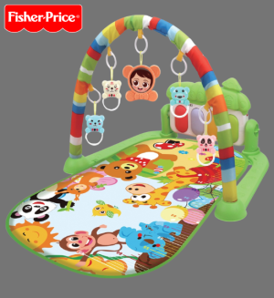 Fisher-Price Baby Gym & Activity Mat with Hanging Toys – Soft Piano Baby Fitness Rack (Green)