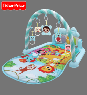 Fisher-Price Baby Gym & Activity Mat with Hanging Toys – Soft Piano Baby Fitness Rack (Blue)