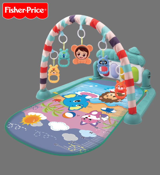 Fisher-Price Baby Gym & Activity Mat with Hanging Toys – Soft Piano Baby Fitness Rack (Purple)