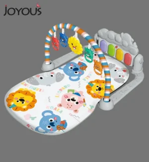 Joyous Baby Musical Play Gym & Kick Piano Mat with Hanging Toys (Grey Print)