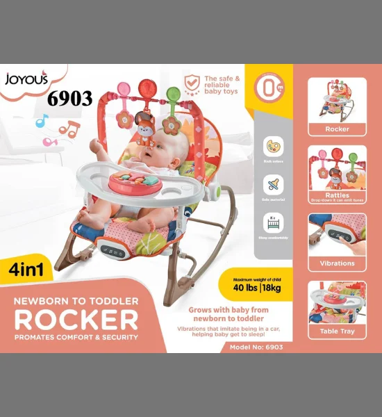 Joyous 4in1 Newborn to Toddler Rocker – Designed for Growing Babies (Pink) - Image 2