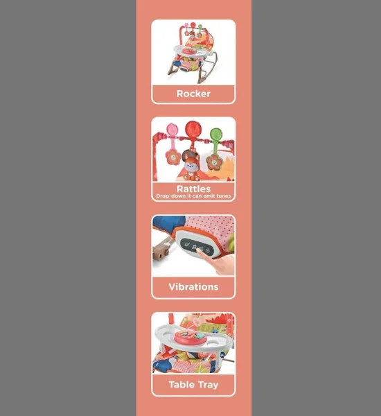 Joyous 4in1 Newborn to Toddler Rocker – Designed for Growing Babies (Pink) - Image 3