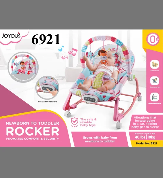 Joyous Newborn to Toddler Rocker with Music & Vibrations (Pink) - Image 2
