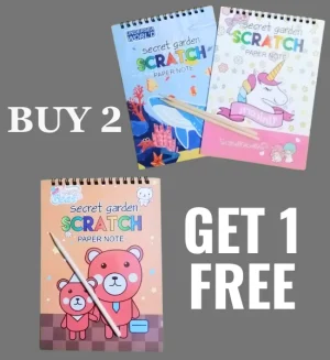 Pack of 3 Secret Garden Scratch Art Notebooks with Pencil - CD-113