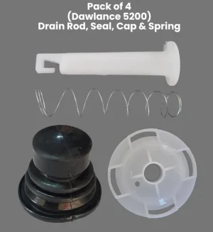 Pack of 4 Dawlance 5200 Drain Rod, Spring, Seal & Cap Washing Machine Parts - P04D-5