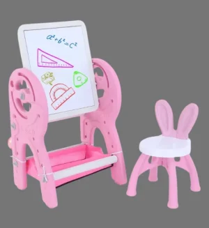 Kids Study Table & Chair Set – 3-in-1 Learning, Writing & Block Play Table 0688-Pink