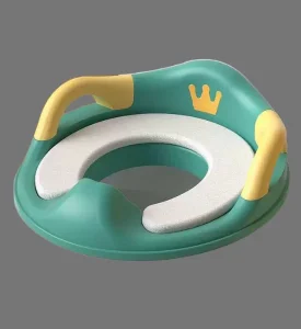 Premium Baby Commode Seat Cover with Soft Cushion & Safety Handles - Green