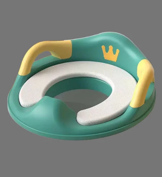 Premium Baby Commode Seat Cover with Soft Cushion & Safety Handles - Green