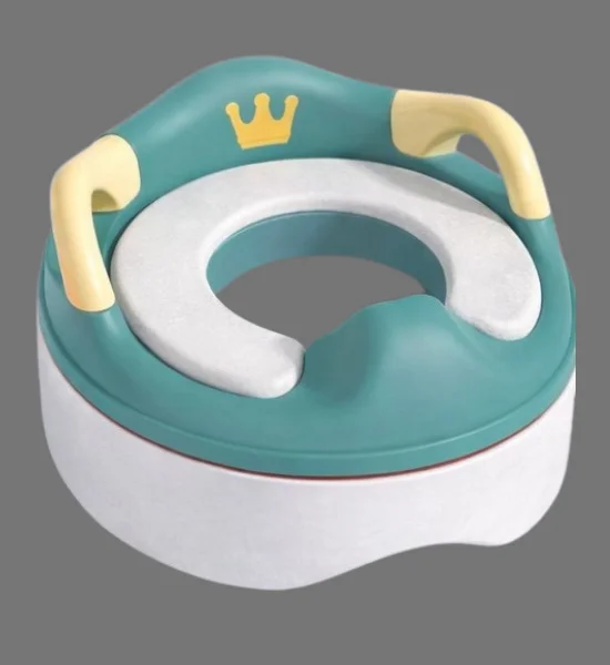 Premium Baby Commode Seat Cover with Soft Cushion & Safety Handles - Green - Image 2