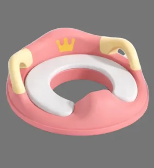 Premium Baby Commode Seat Cover with Soft Cushion & Safety Handles - Pink