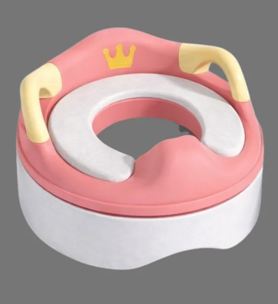 Premium Baby Commode Seat Cover with Soft Cushion & Safety Handles - Pink - Image 2