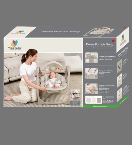 Mastela Deluxe Portable Baby Electric Swing, Music, Soft Cushion & Compact Design - 6512 - Image 2