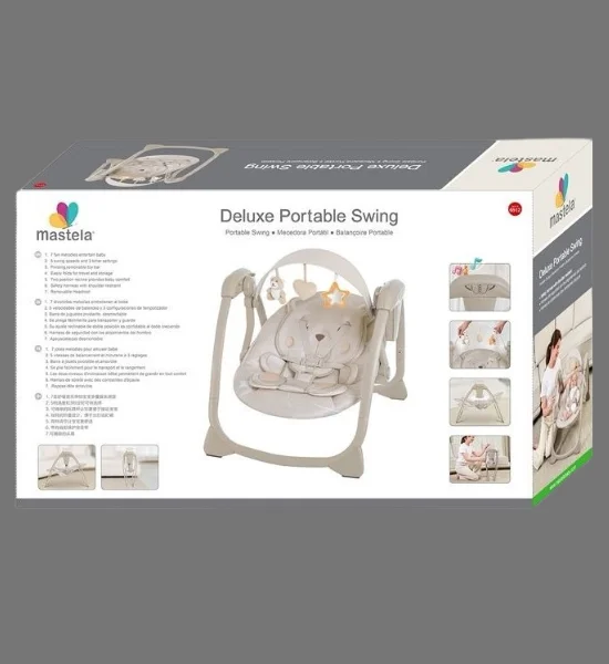 Mastela Deluxe Portable Baby Electric Swing, Music, Soft Cushion & Compact Design - 6512 - Image 3