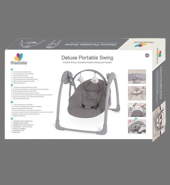 Mastela Deluxe Portable Electric Baby Swing, Foldable with Music & Toy Bar - 6599 - Image 3