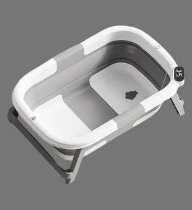 Folding Baby Bath Tub with Drain Plug - Lightweight & Durable 8180-Grey