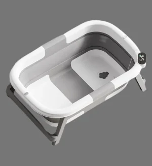 Folding Baby Bath Tub with Drain Plug - Lightweight & Durable 8180-Grey