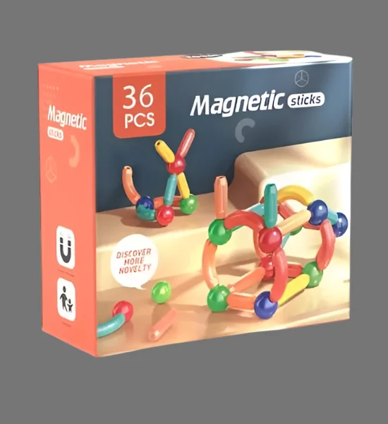 3D Magnetic Building Sticks & Balls Set - Creative Educational Toy for Kids (36 Pieces)