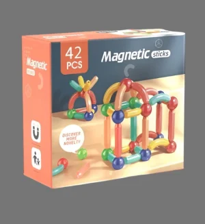 3D Magnetic Building Sticks & Balls Set - Creative Educational Toy for Kids (42 Pieces)
