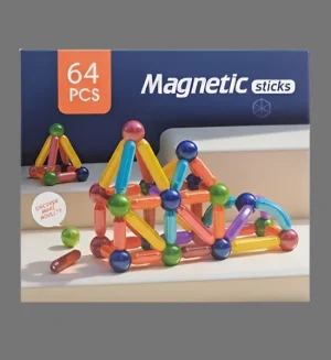3D Magnetic Building Sticks & Balls Set - Creative Educational Toy for Kids (64 Pieces)