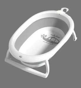 Portable Baby Bathing Tub - Space Saving & Easy Drain H416-Grey