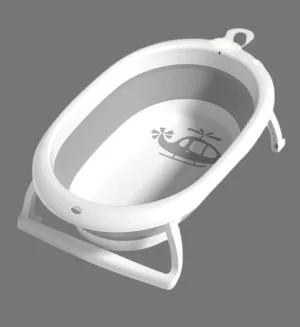 Portable Baby Bathing Tub - Space Saving & Easy Drain H416-Grey