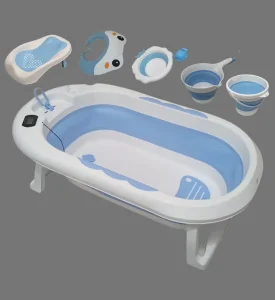 6 in 1 Foldable Baby Bath Tub Set with Accessories JYGW-Blue